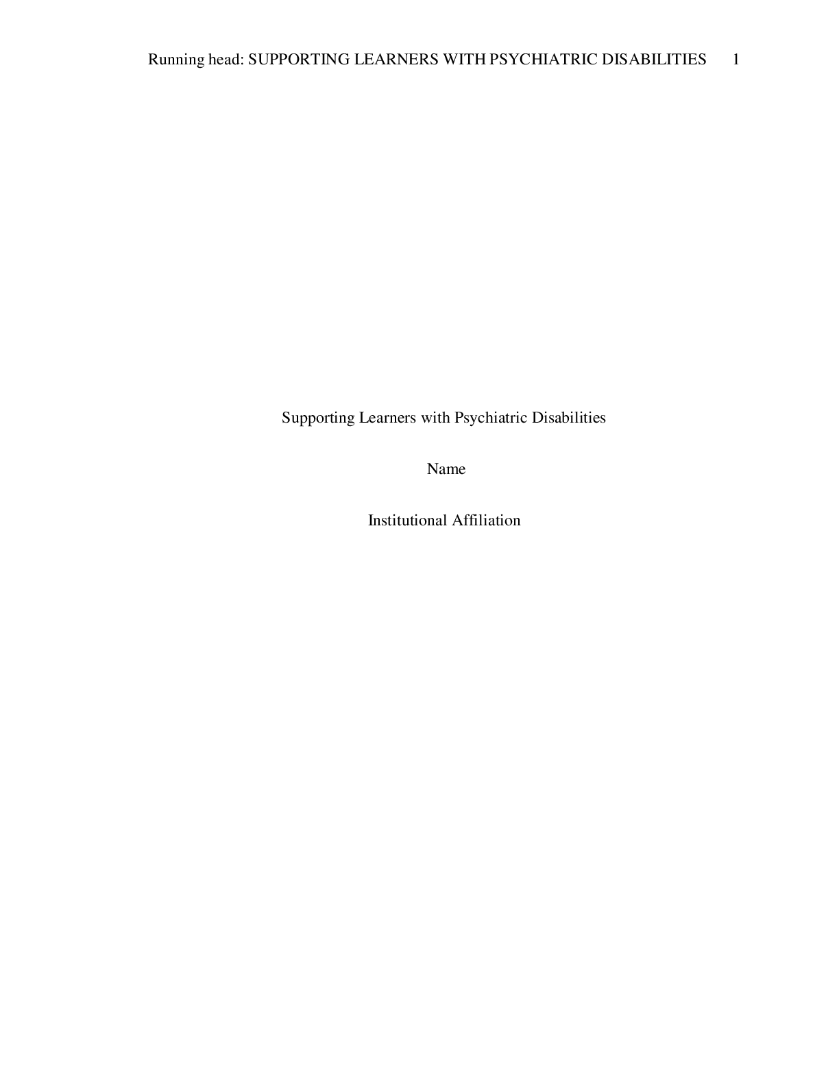 Preview image for Supporting Learners with Psychiatric Disabilities